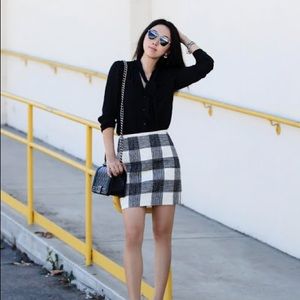 Madewell Black & White Buffalo Plaid Mini Skirt